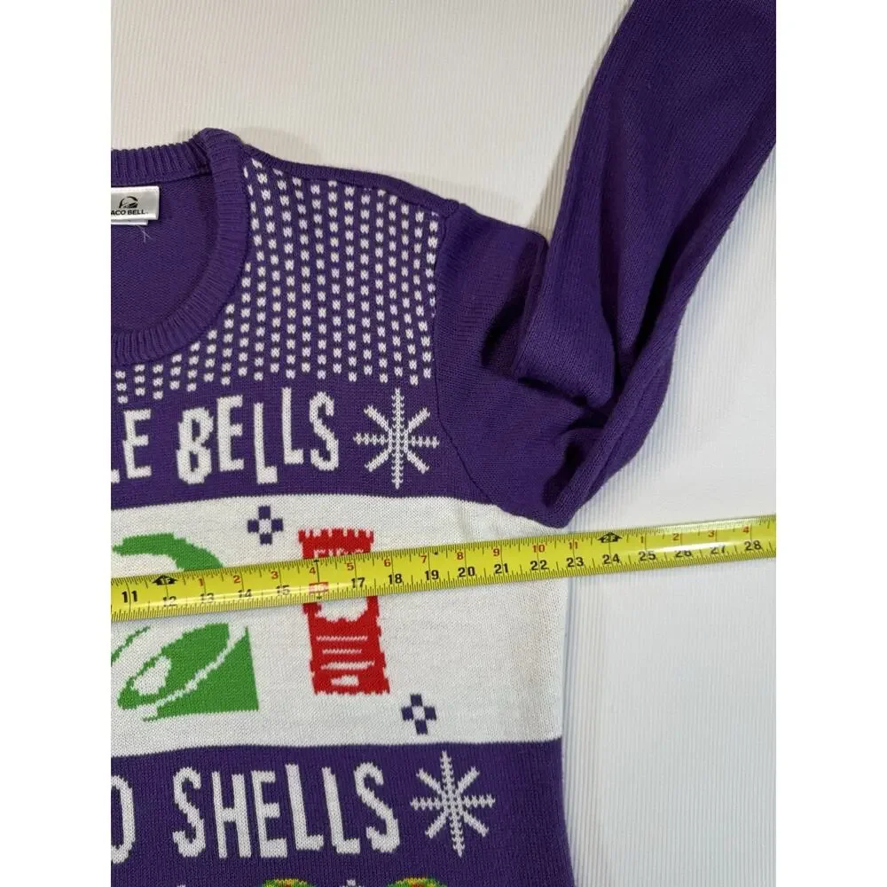 Taco Bell Ugly Christmas Sweater Mens XL Jingle Bells Taco Shells Purple